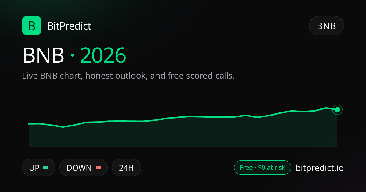 BNB price prediction 2026: live BNB chart and an honest look at what could move BNB in 2026, on BitPredict