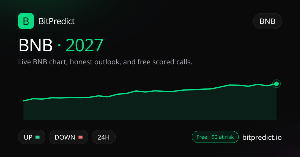 BNB price prediction 2027: live BNB chart and an honest look at what could move BNB in 2027, on BitPredict