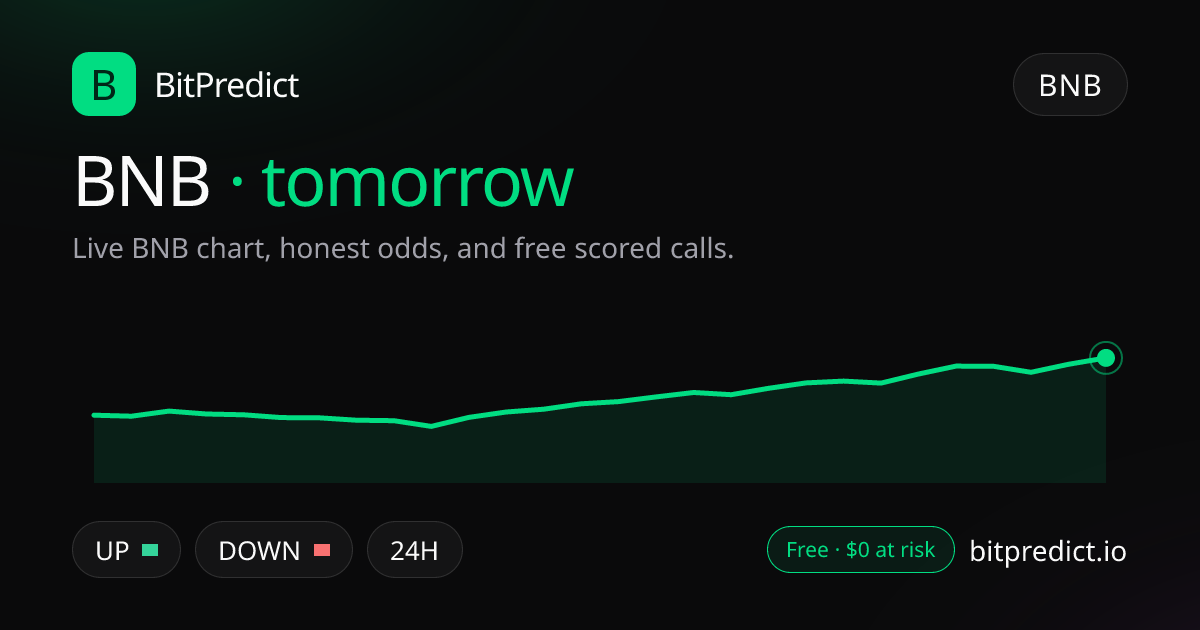 BNB price prediction tomorrow: live BNB chart and an honest read on what moves BNB over tomorrow, on BitPredict
