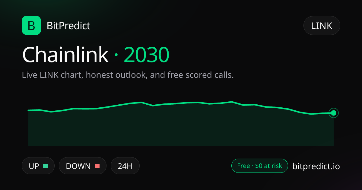 Chainlink price prediction 2030: live LINK chart and an honest look at what could move Chainlink in 2030, on BitPredict