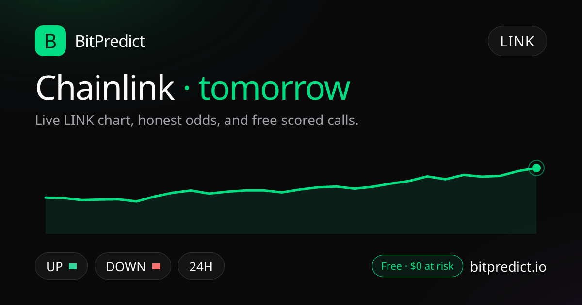 Chainlink price prediction tomorrow: live LINK chart and an honest read on what moves Chainlink over tomorrow, on BitPredict