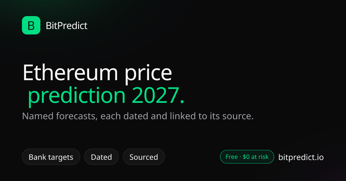 Ethereum price prediction 2027: named forecasts from Citi, Standard Chartered and Tom Lee, each with its date and source