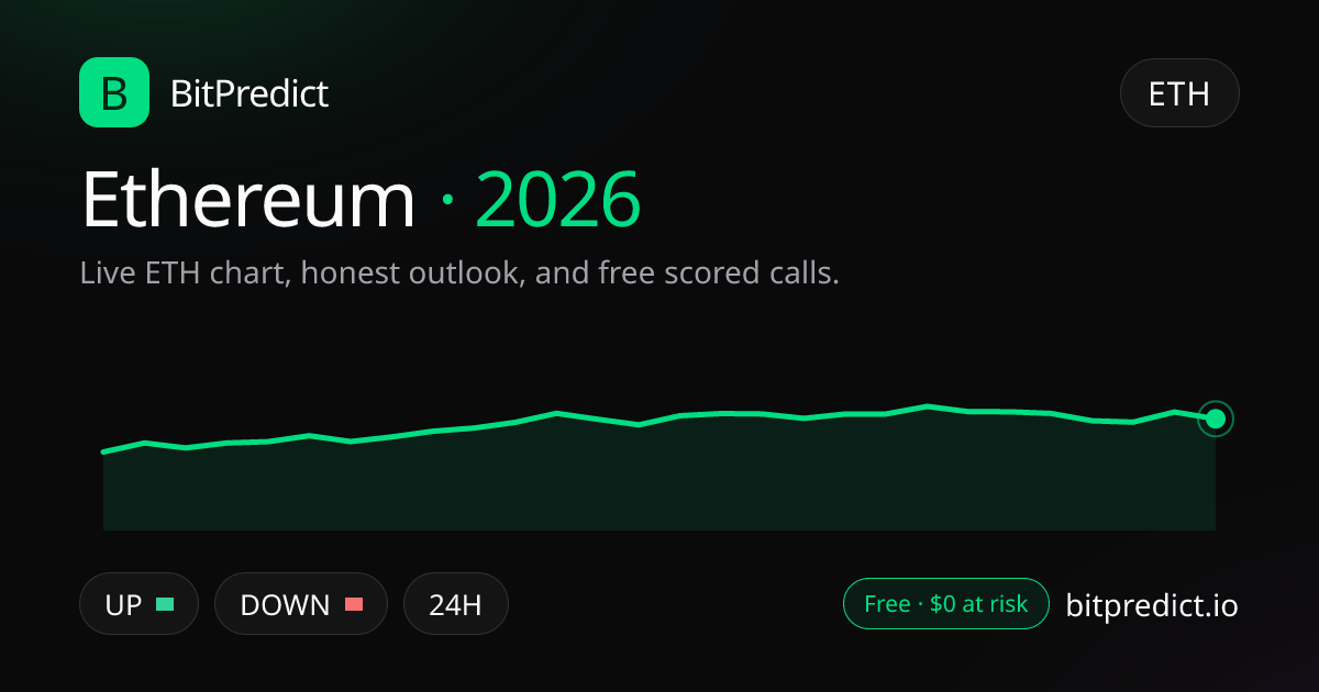 Ethereum price prediction 2026: live ETH chart and an honest look at what could move Ethereum in 2026, on BitPredict
