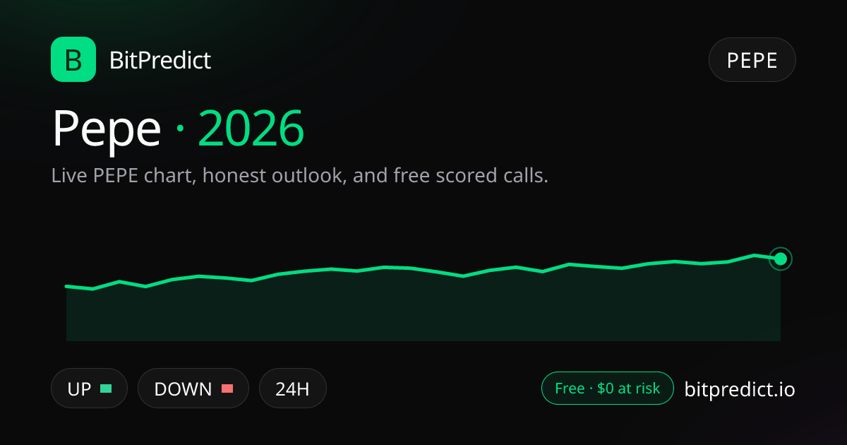 Pepe price prediction 2026: live PEPE chart and an honest look at what could move Pepe in 2026, on BitPredict