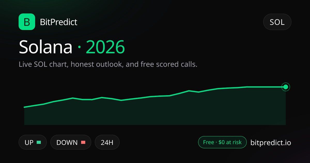 Solana price prediction 2026: live SOL chart and an honest look at what could move Solana in 2026, on BitPredict