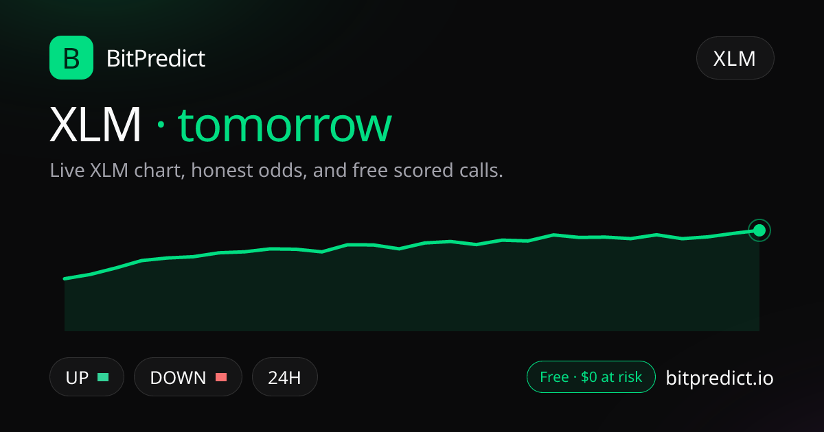 XLM price prediction tomorrow: live XLM chart and an honest read on what moves Stellar over tomorrow, on BitPredict