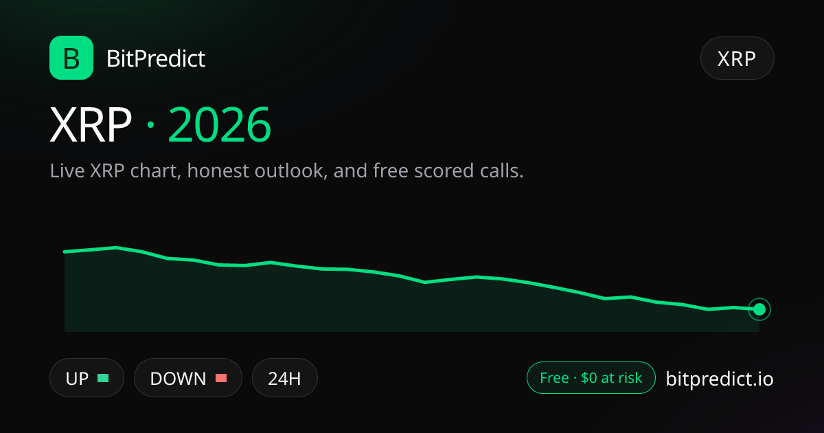 XRP price prediction 2026: live XRP chart and an honest look at what could move XRP in 2026, on BitPredict