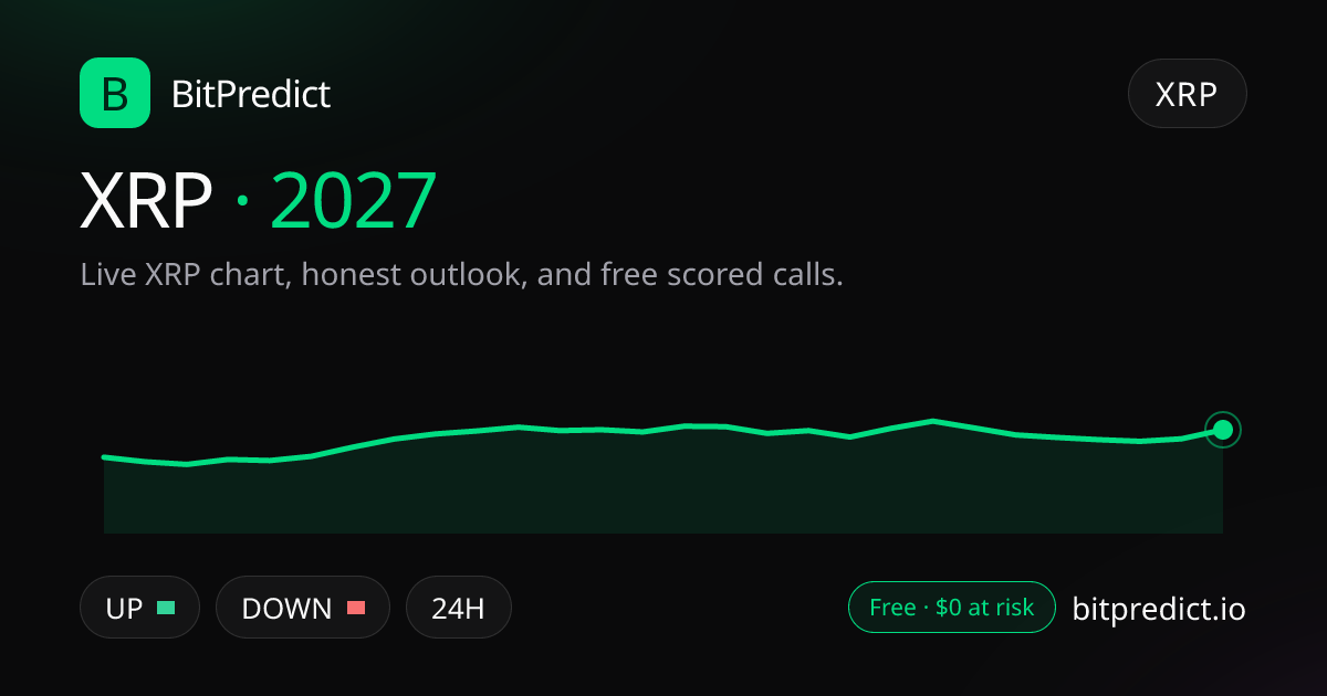 XRP price prediction 2027: live XRP chart and an honest look at what could move XRP in 2027, on BitPredict