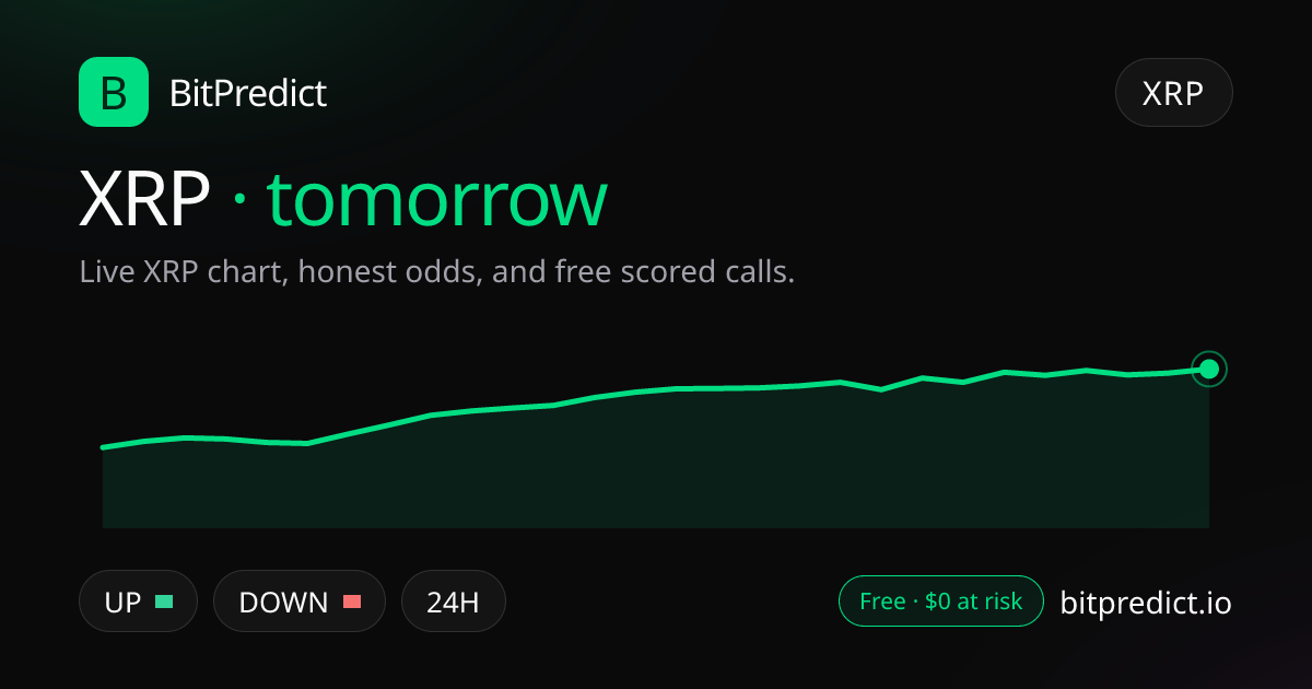 XRP price prediction tomorrow: live XRP chart and an honest read on what moves XRP over tomorrow, on BitPredict